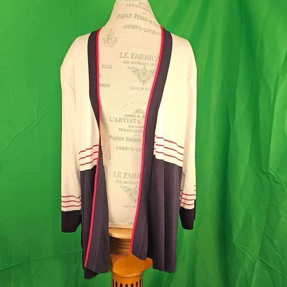 Exclusively Misook Woman Womens Red White Blue Open Cardigan 3X *Spots* - Picture 1 of 5